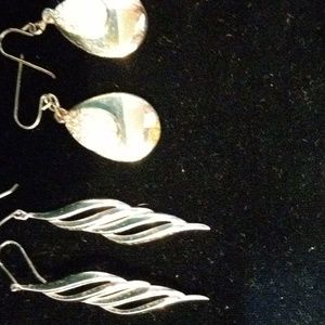 2 pair silvertone drop earrings